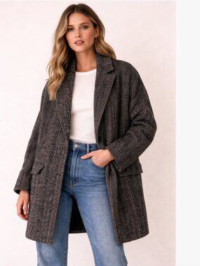 Zara • Wool Blend Button Down Coat